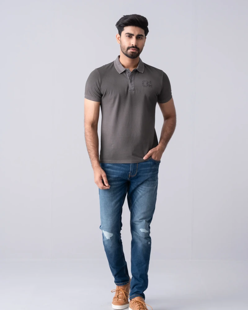 Regular Fit Washed Polo Shirt - Alternate view 4 showing  color