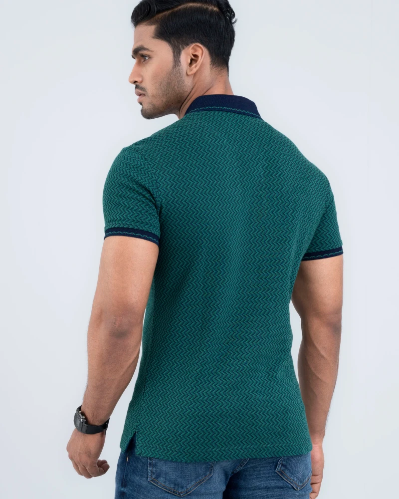 Regular Fit Jacquard Polo Shirt - Alternate view 3 showing  color
