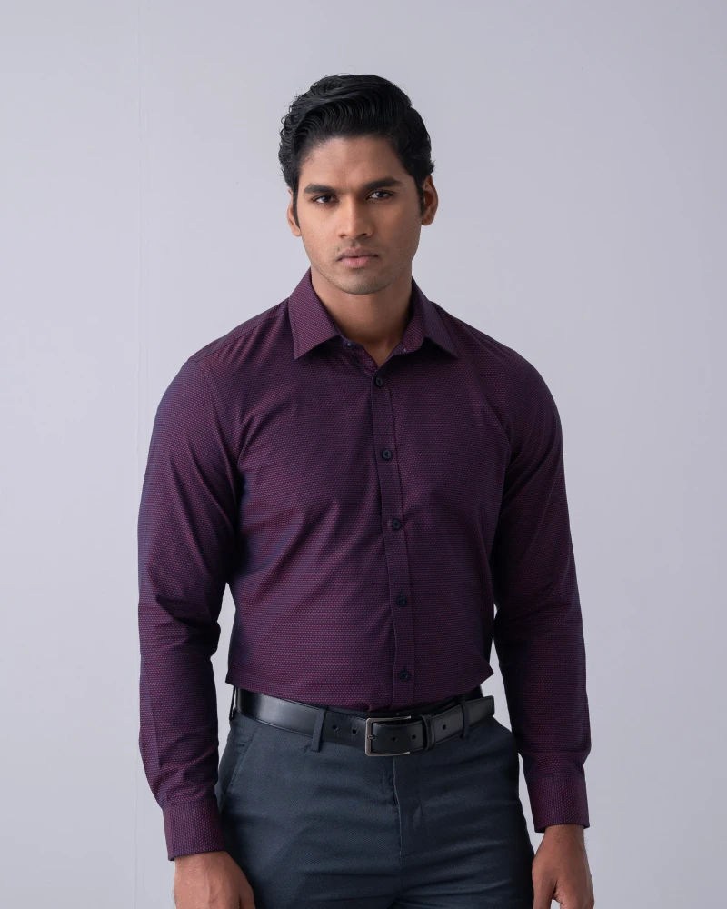 Slim Fit Dobby Templeton Formal Shirt - Main view showing full design